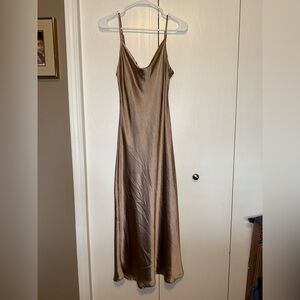 OAK & FORT BRAND NEW COWL NECK SATIN MIDI DRESS